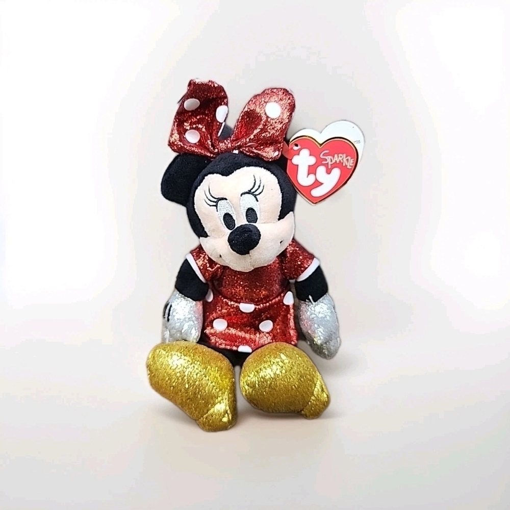 TY Beanie Baby - Disney Sparkle - MINNIE MOUSE (Sparkle - Red) (6 inch) - MWMTs